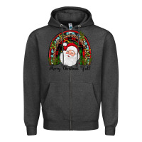 Charcoal Heather merry christmas y'all rainbow Zipper Hoodie - JahusDesignShop