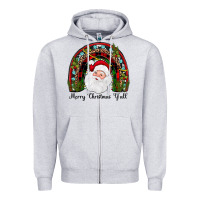 Merry Christmas Y'all Rainbow Zipper Hoodie | Teevron