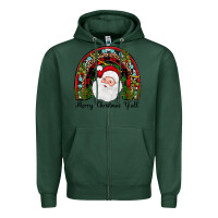 Sports Green merry christmas y'all rainbow Zipper Hoodie - JahusDesignShop