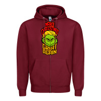 Burgundy Maga Christmas Edition Zipper Hoodie - artisFamous