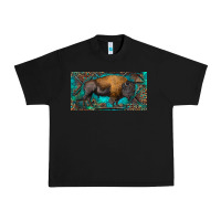 Black Bison with leopard and turquoise Urban Heavy Tee - RanaPortraitStore