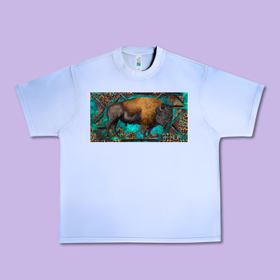 Bison With Leopard And Turquoise Urban Heavy Tee Designed By Ranaportraitstore