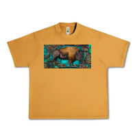 Peanut Butter Bison with leopard and turquoise Urban Heavy Tee - RanaPortraitStore
