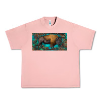 Salmon Bison with leopard and turquoise Urban Heavy Tee - RanaPortraitStore