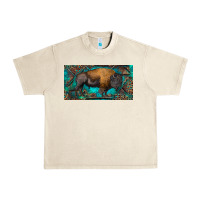 Sandshell Bison with leopard and turquoise Urban Heavy Tee - RanaPortraitStore