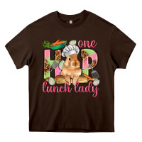 Chocolate Brown One hip lunch lady Easter Day Heavy Core Tee - HowdyJamesFarm