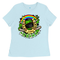 Baby Blue St. Patrick's Day Hockey Ladies Tee - FaDigitalArtStudio