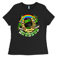 Black St. Patrick's Day Hockey Ladies Tee - FaDigitalArtStudio