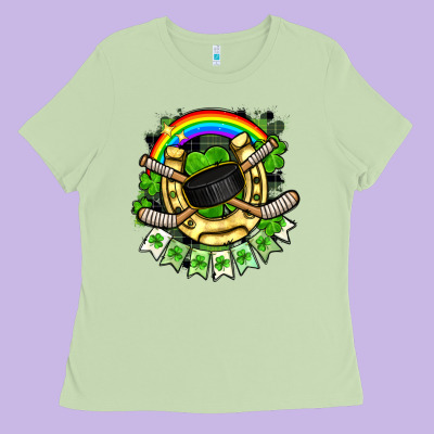 St. Patrick's Day Hockey Ladies Tee Designed By Fadigitalartstudio
