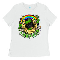 White St. Patrick's Day Hockey Ladies Tee - FaDigitalArtStudio