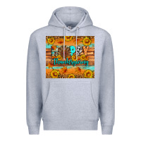 Heather Grey Happy Thanksgiving Premium Hoodie - Artiststas