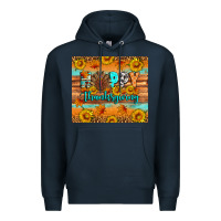Navy Happy Thanksgiving Premium Hoodie - Artiststas