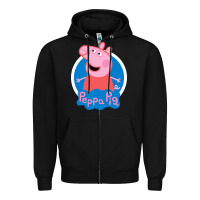 Black peppa pig Zipper Hoodie - artisFamous