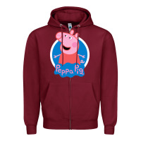 Burgundy peppa pig Zipper Hoodie - artisFamous