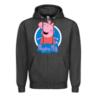 Charcoal Heather peppa pig Zipper Hoodie - artisFamous