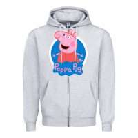 Heather Grey peppa pig Zipper Hoodie - artisFamous