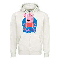 Oatmeal Heather peppa pig Zipper Hoodie - artisFamous