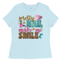 Baby Blue pretty nail make me smile bbs Ladies Tee - BundleAndBundleShop
