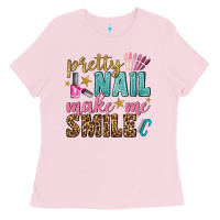 Bubblegum Pink pretty nail make me smile bbs Ladies Tee - BundleAndBundleShop