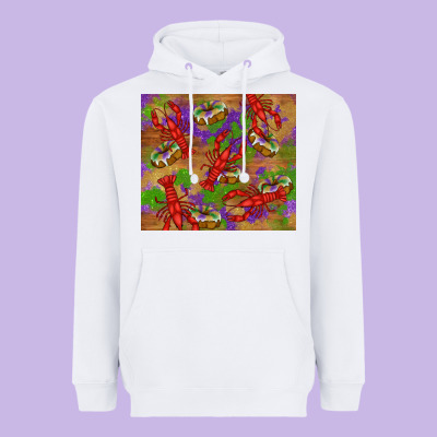 Mardi Gras Crawfish King Cake Heavyweight Hoodie Designed By Ranaportraitstore