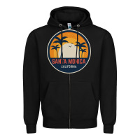 Black santa monica california Zipper Hoodie - artisFamous
