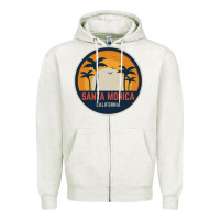 Oatmeal Heather santa monica california Zipper Hoodie - artisFamous