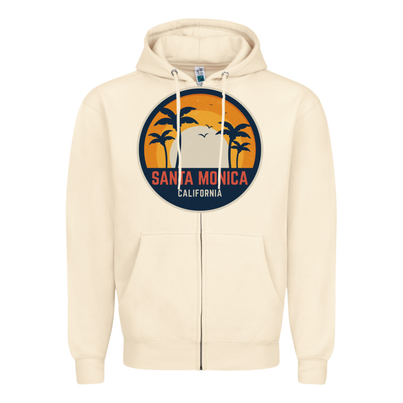 Santa Monica California Zipper Hoodie by artisFamous | Teevron