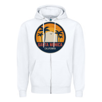 White santa monica california Zipper Hoodie - artisFamous