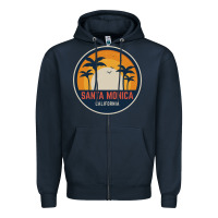Navy santa monica california Zipper Hoodie - artisFamous