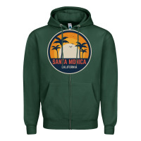 Sports Green santa monica california Zipper Hoodie - artisFamous