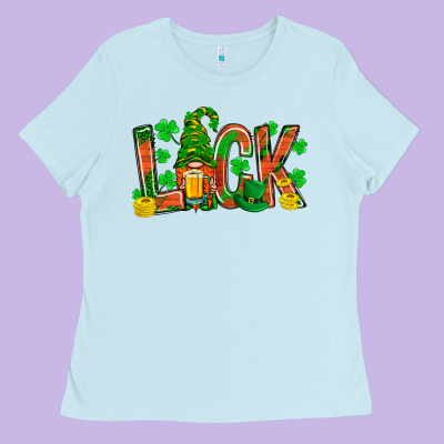 Luck With Gnome And Beer Bbs Ladies Tee Designed By Bundleandbundleshop