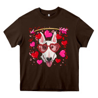 Chocolate Brown Valentine's day  bull terrier Heavy Core Tee - RanaPortraitStore