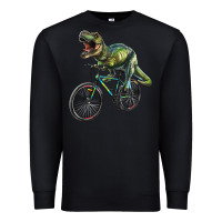 Black t rex dinosaur riding dinosaur Premium Sweatshirt - RanaPortraitStore