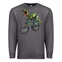Charcoal Heather t rex dinosaur riding dinosaur Premium Sweatshirt - RanaPortraitStore