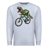 Heather Grey t rex dinosaur riding dinosaur Premium Sweatshirt - RanaPortraitStore