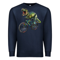 Navy t rex dinosaur riding dinosaur Premium Sweatshirt - RanaPortraitStore