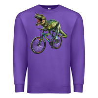 Purple t rex dinosaur riding dinosaur Premium Sweatshirt - RanaPortraitStore