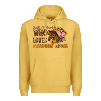 Antique Gold Just A Girl Who Loves Pumpkin Spice Cowgirl Premium Hoodie - Artiststas
