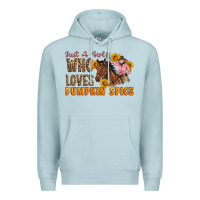 Blue Mist Just A Girl Who Loves Pumpkin Spice Cowgirl Premium Hoodie - Artiststas