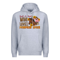 Heather Grey Just A Girl Who Loves Pumpkin Spice Cowgirl Premium Hoodie - Artiststas