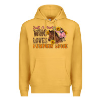 Mustard Just A Girl Who Loves Pumpkin Spice Cowgirl Premium Hoodie - Artiststas