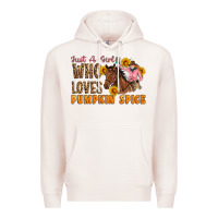 Pale Pink Just A Girl Who Loves Pumpkin Spice Cowgirl Premium Hoodie - Artiststas