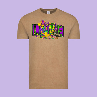 Mardi Gras Love Vintage Tee Designed By Fadigitalartstudio