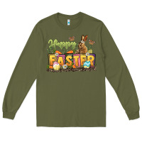 Army Green Happy Easter Long Sleeve Tee - LillyAllenDesigns