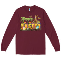 Burgundy Happy Easter Long Sleeve Tee - LillyAllenDesigns