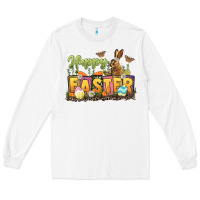 White Happy Easter Long Sleeve Tee - LillyAllenDesigns