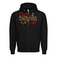 Black merry christmas y'all Zipper Hoodie - JahusDesignShop