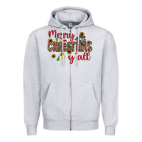 Heather Grey merry christmas y'all Zipper Hoodie - JahusDesignShop