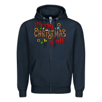Navy merry christmas y'all Zipper Hoodie - JahusDesignShop