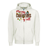 Oatmeal Heather merry christmas y'all Zipper Hoodie - JahusDesignShop